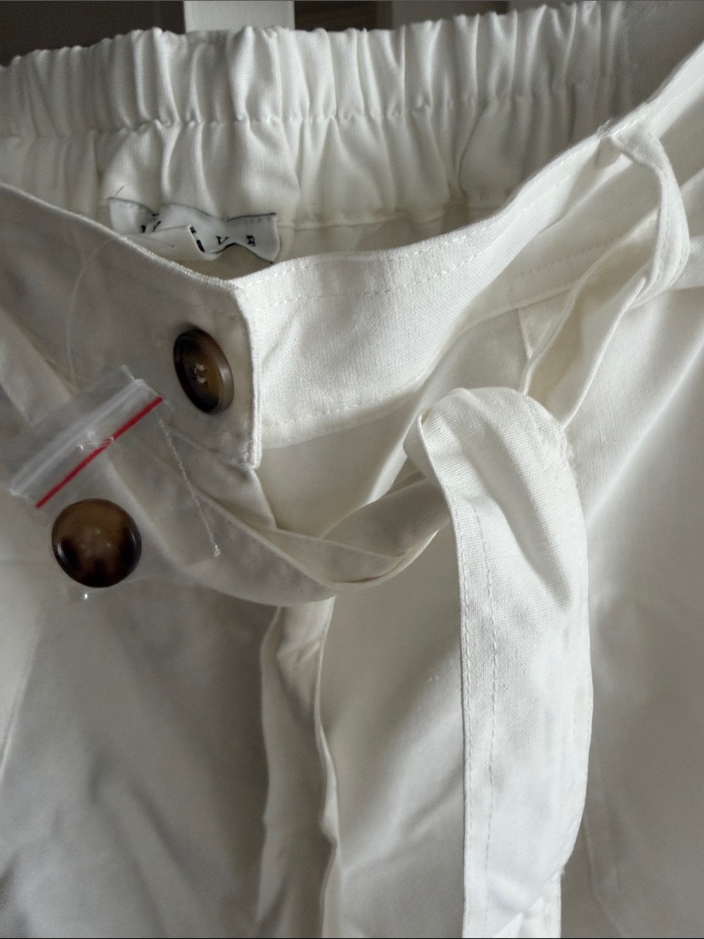 HYFVE Wide Leg High-Rise Tie Waist Pants - White medium - Picture 3 of 6